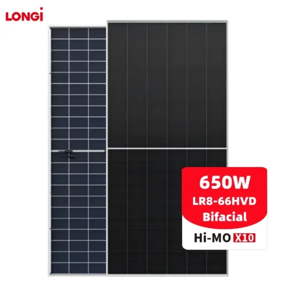 LONGi Hi-MO X10 LR8-66HVD 650W Bifacial N-Type HPBC 2.0 Solar Panel LONGi Hi-MO X10 LR8-66HVD 650W Bifacial N-Type HPBC 2.0 Solar Panel